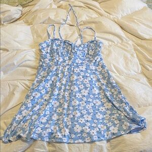 Hollister Blue and White Floral Dress